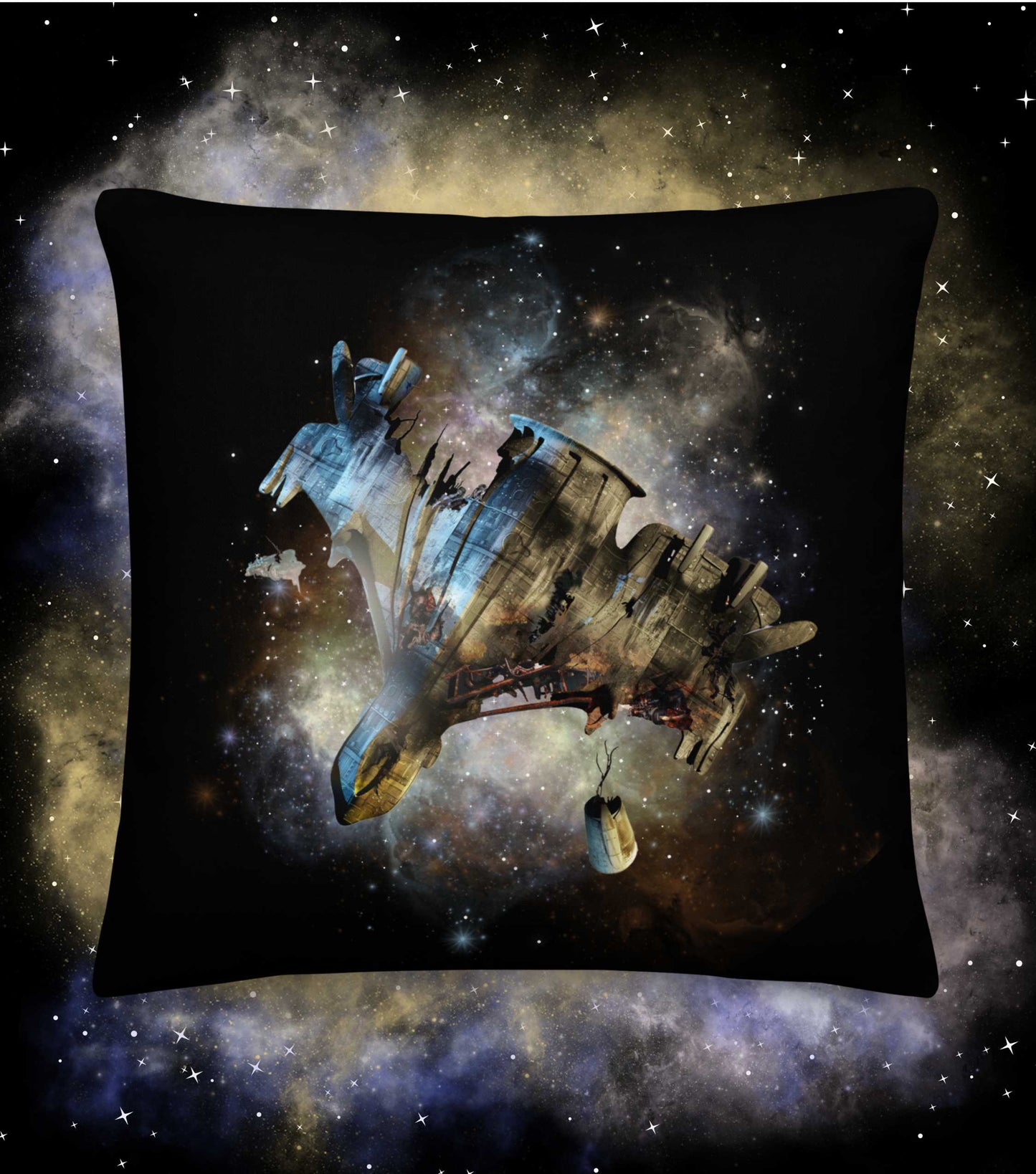 SPACESHIP WRECK Premium Pillow - The Diving Universe by Kristine Kathryn Rusch