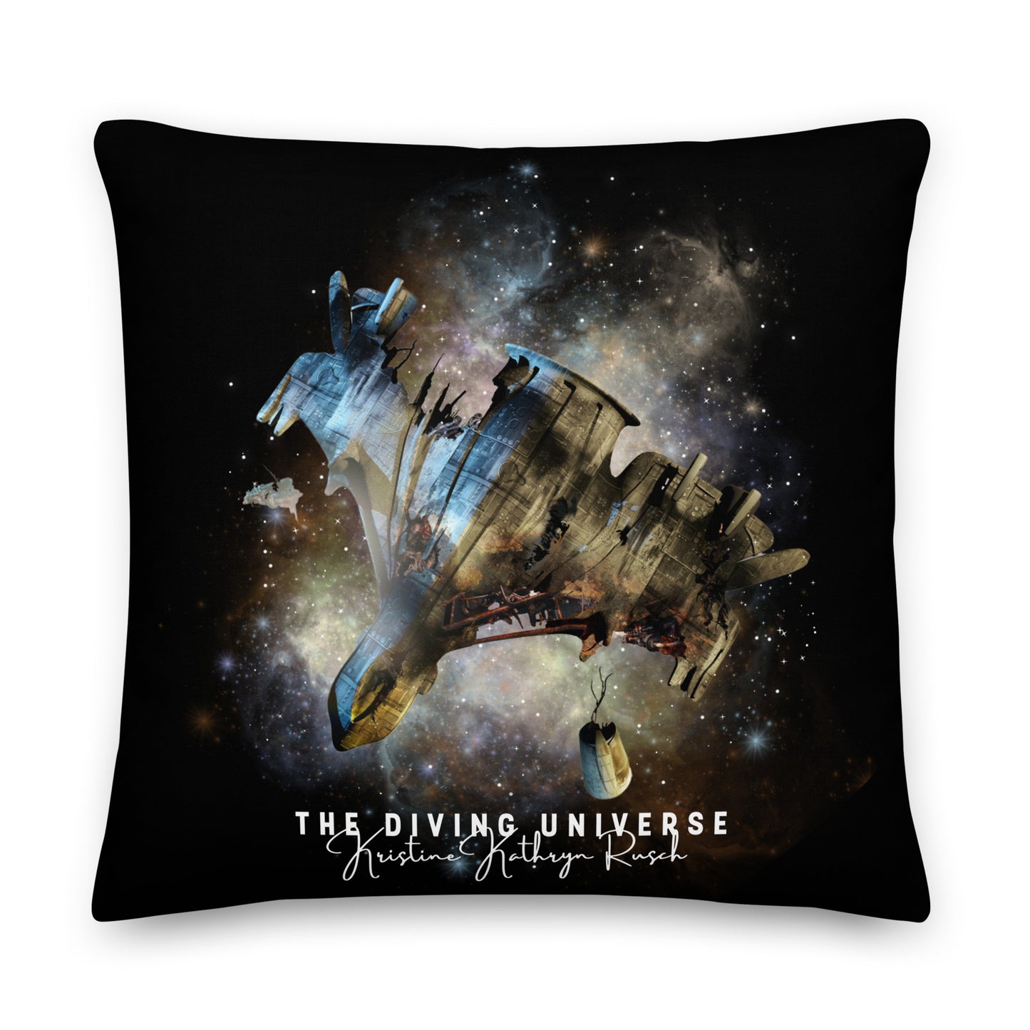 SPACESHIP WRECK Premium Pillow - The Diving Universe by Kristine Kathryn Rusch