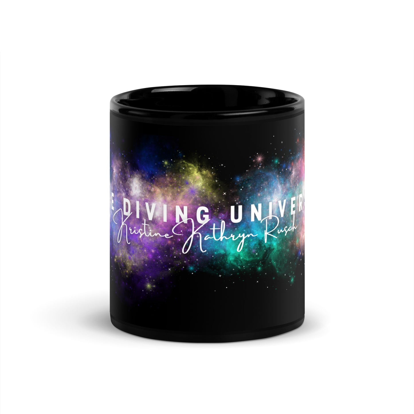 DIVING UNIVERSE NEBULA Black Glossy Mug - The Diving Universe by Kristine Kathryn Rusch