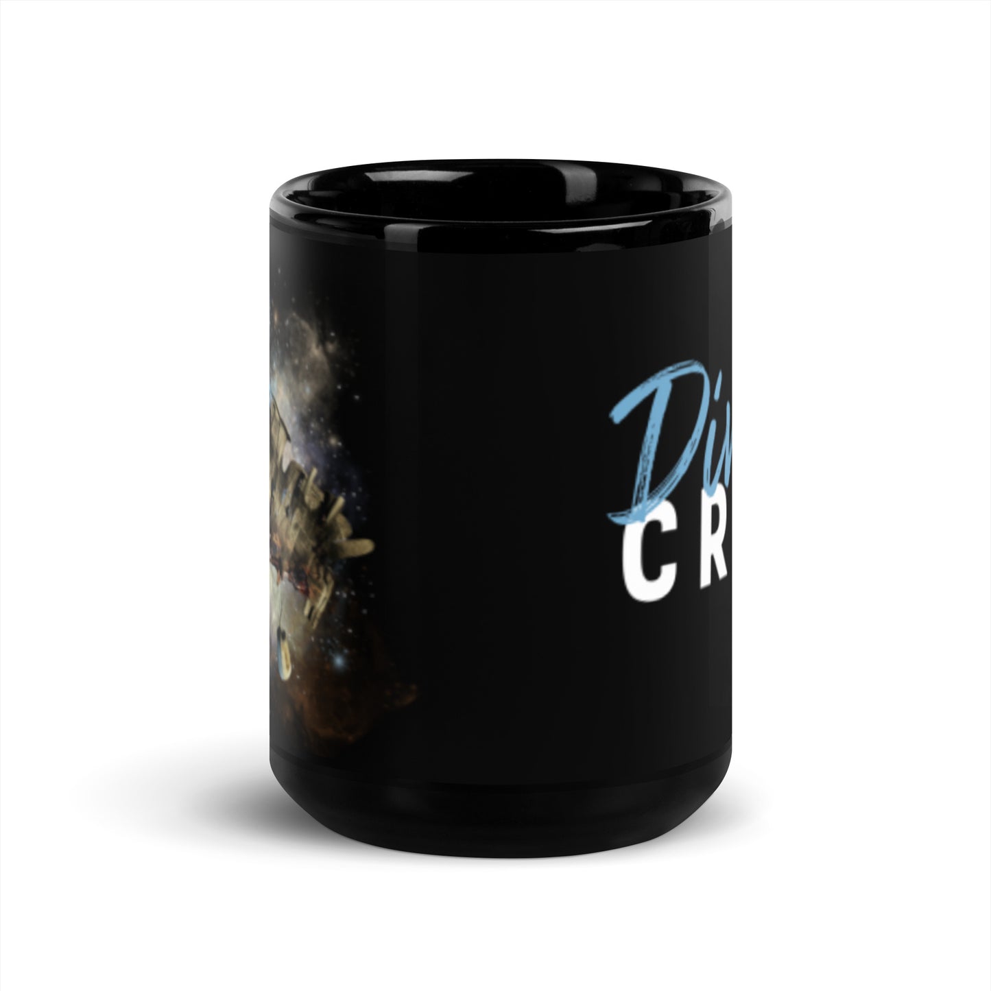 DIVING CREW & SPACESHIP WRECK Black Glossy Mug - The Diving Universe by Kristine Kathryn Rusch