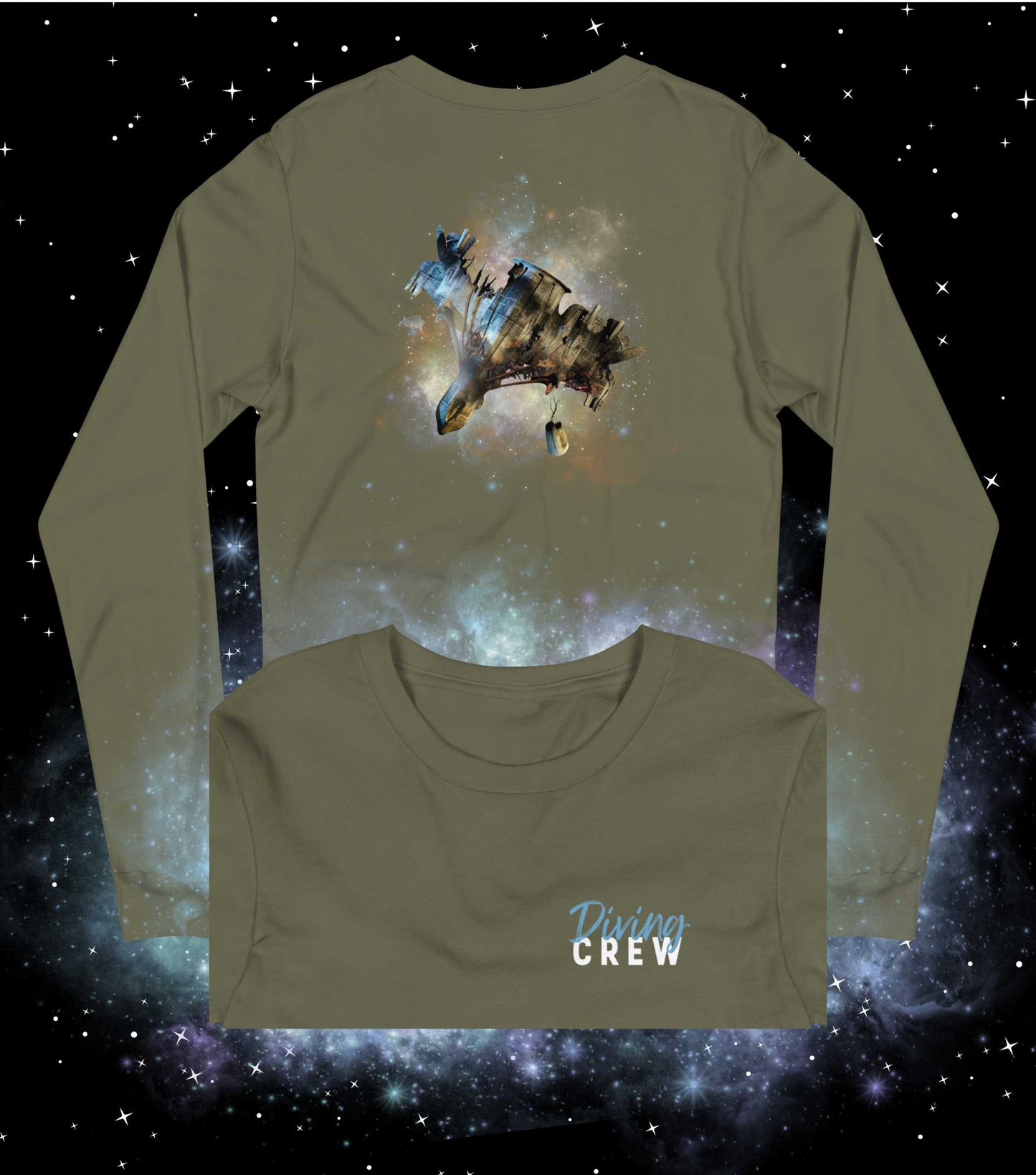 DIVING CREW & SPACESHIP WRECK L/S Tee - The Diving Universe by Kristine Kathryn Rusch