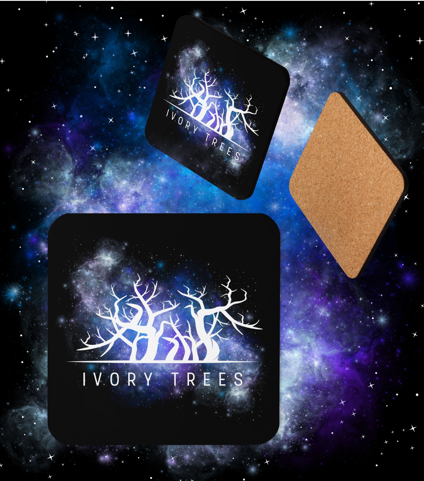 IVORY TREES NEBULA Coaster (Cork-Backed) - The Diving Universe by Kristine Kathryn Rusch