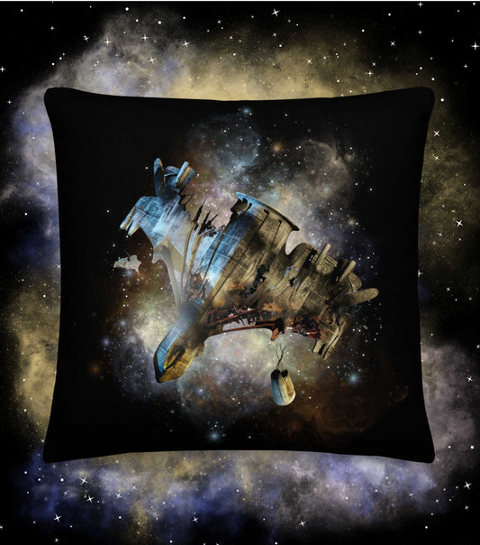 SPACESHIP WRECK Premium Pillow - The Diving Universe by Kristine Kathryn Rusch