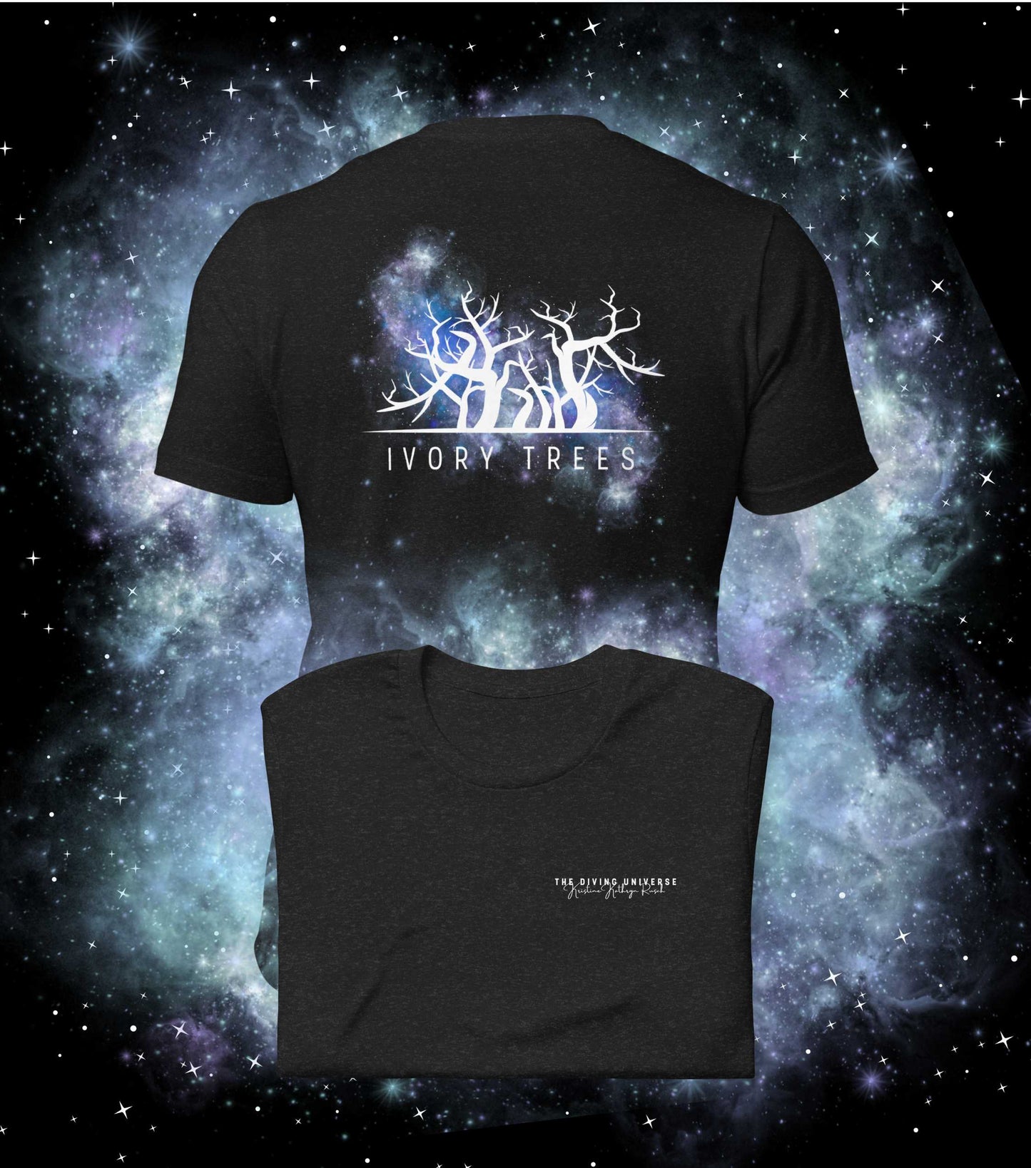 IVORY TREES NEBULA & Logo T-Shirt - The Diving Universe by Kristine Kathryn Rusch