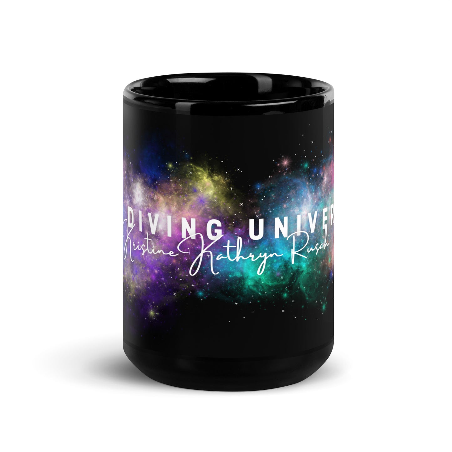 DIVING UNIVERSE NEBULA Black Glossy Mug - The Diving Universe by Kristine Kathryn Rusch